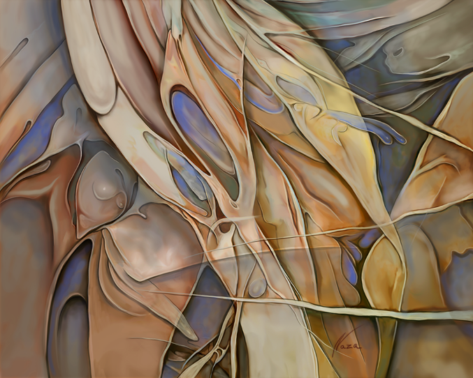 large abstract artwork yellow and earth