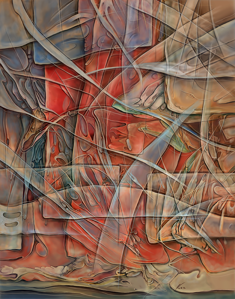 large abstract artwork in red